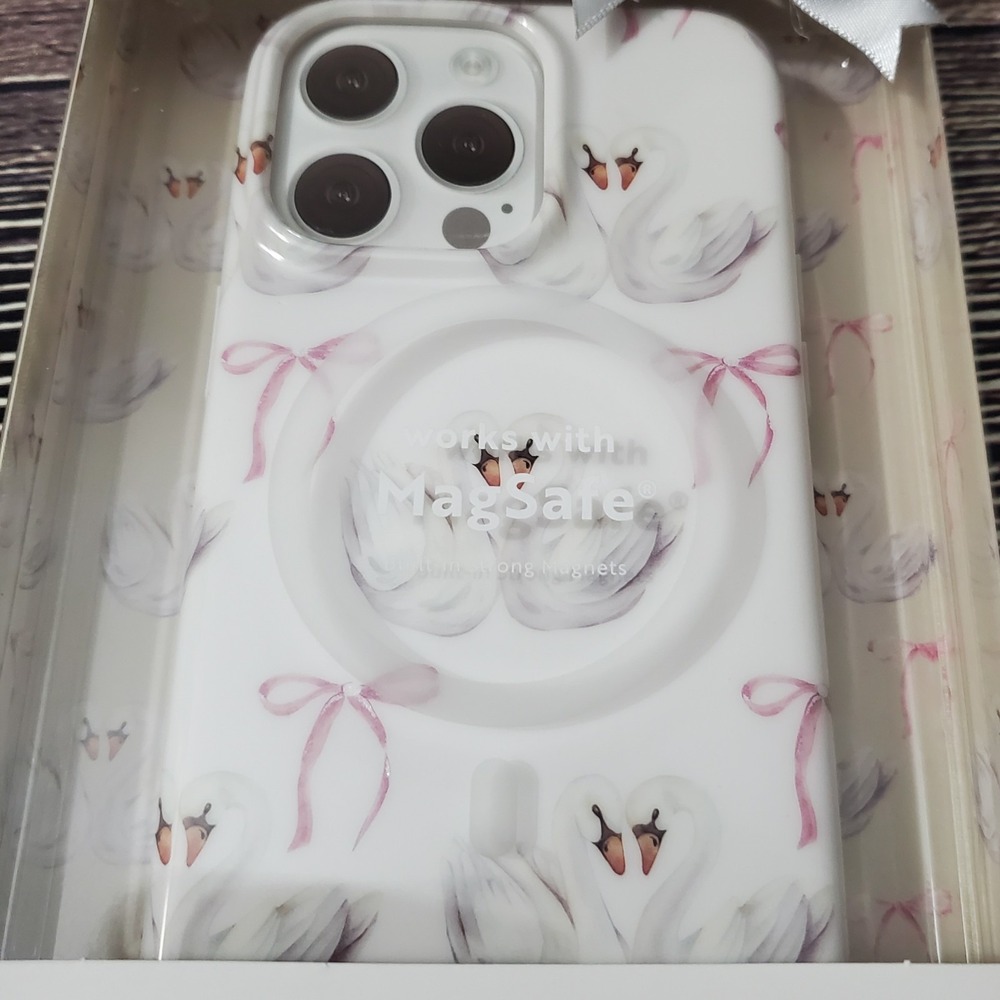 Limited Edition Swan iPhone 15 Pro Max Protective Case Swan Bow Pink New Sealed - Picture 2 of 6